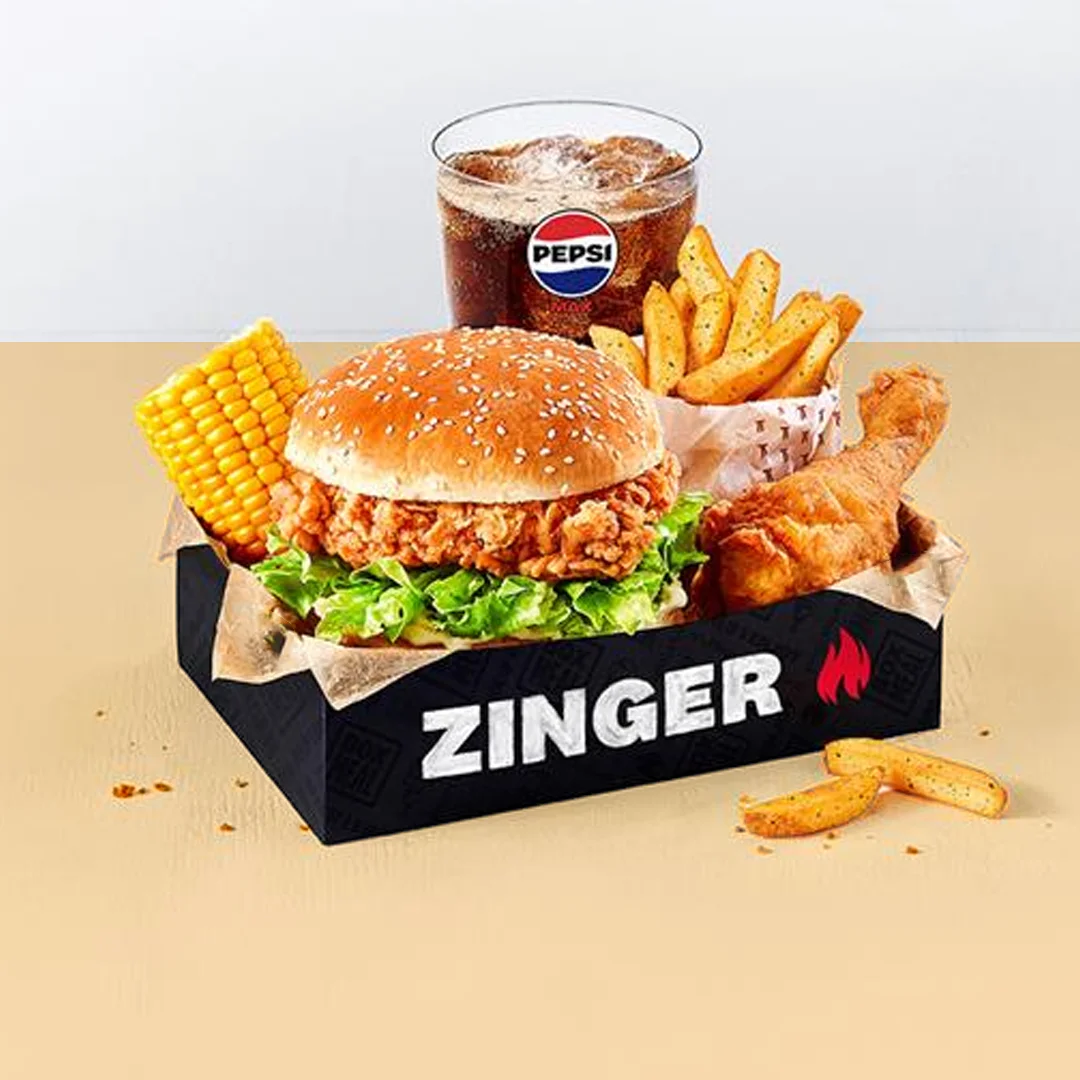 zinger burger popcorn box