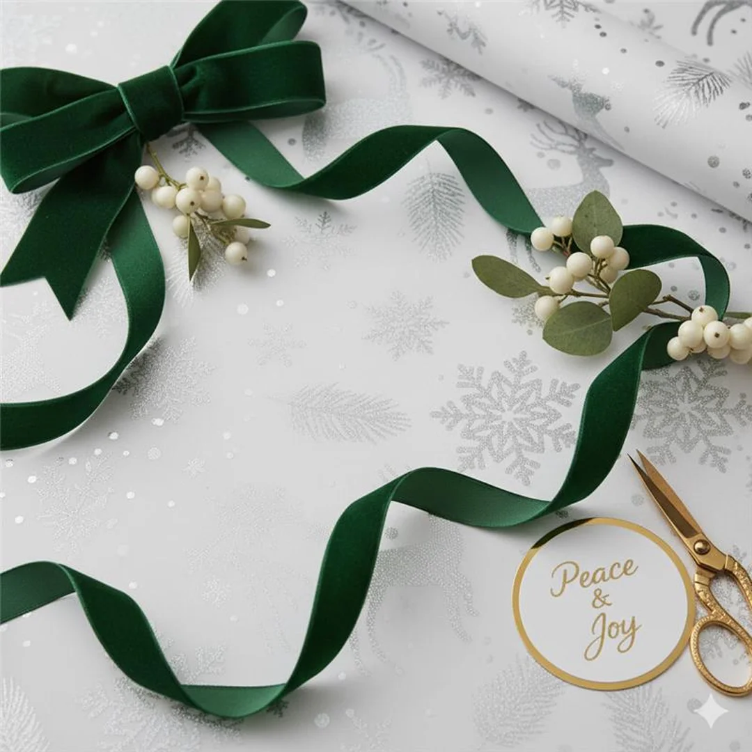 white christmas wrapping paper roll