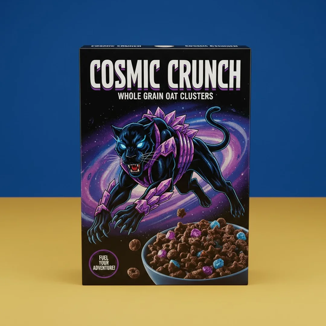 black cereal box design