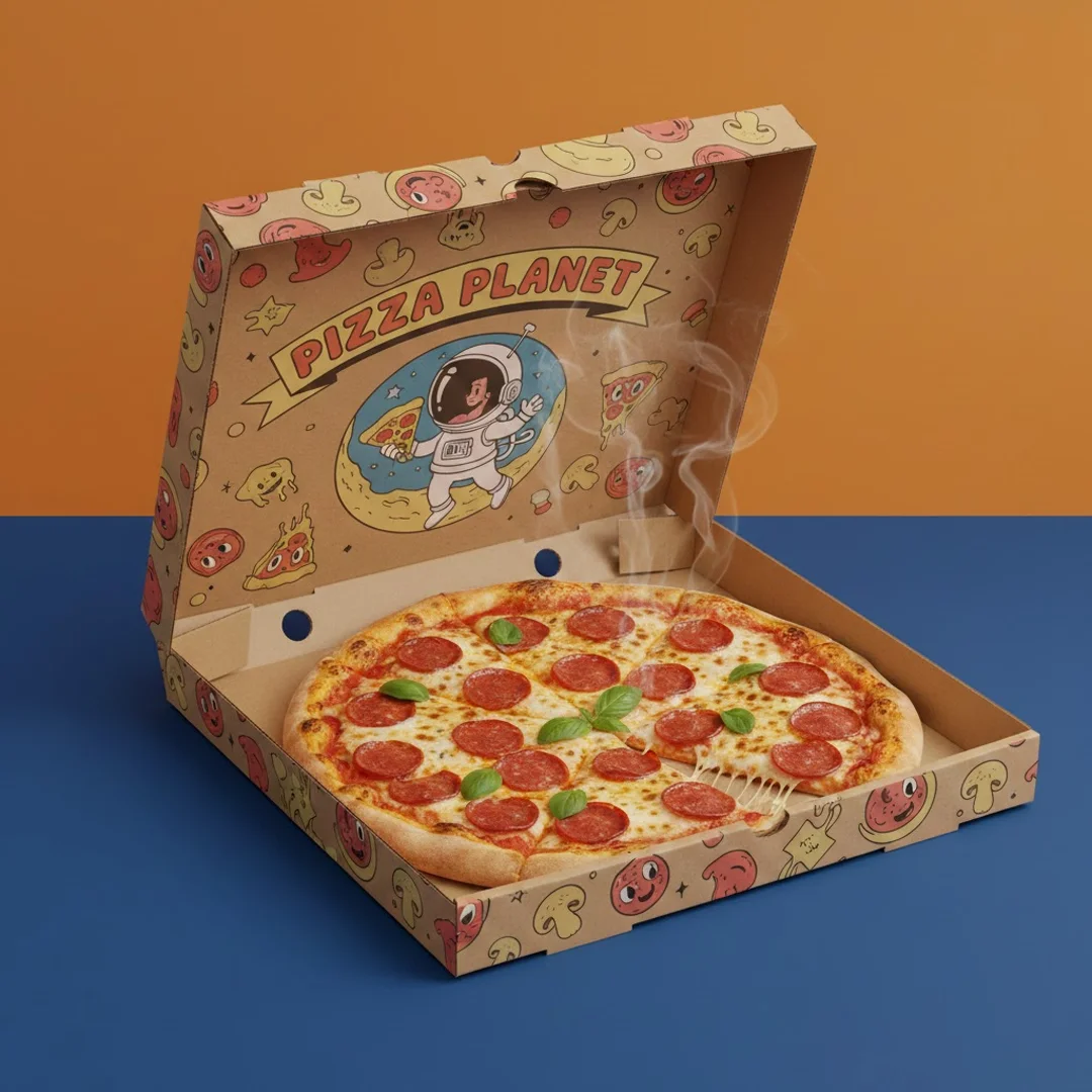 printed cardboard pizza box