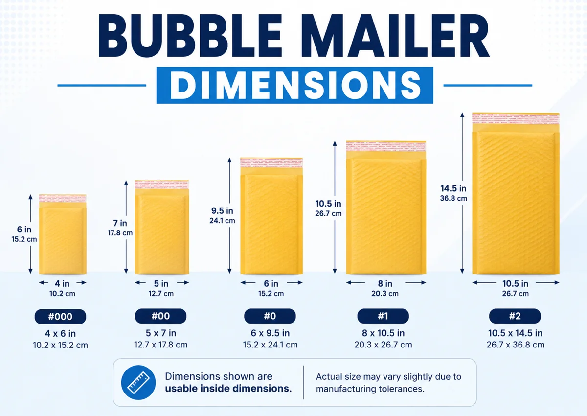 bubble mailer dimensions