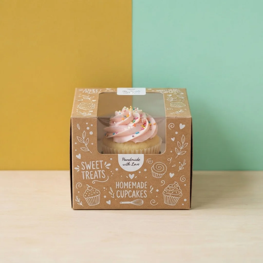 printed kraft cupcake box