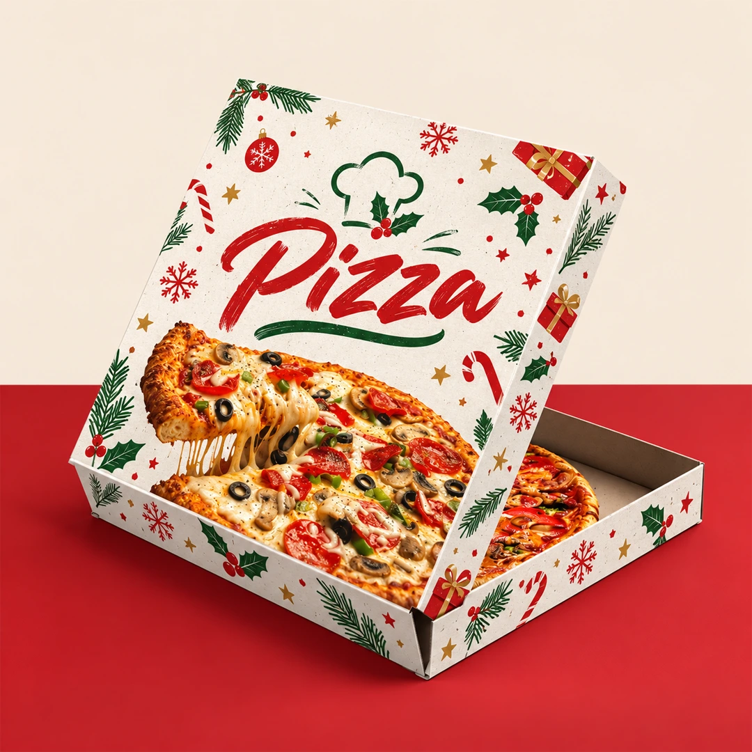 printed christmas pizza boxes